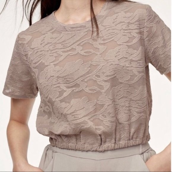 WILFRED Blue Lace Piaf Crop Top T-shirt - Picture 6 of 6